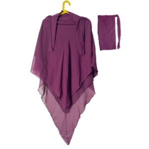 Three Layer Khimar with Niqab Ready to Wear – Purple